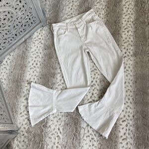 MOTHER bell bottom jeans size 25 white denim designer festival boho hippie